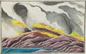 Print Making--Woodblock-LandscapeFire Above the Lake