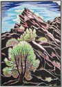 Print Making--Linoleum-LandscapeRocks