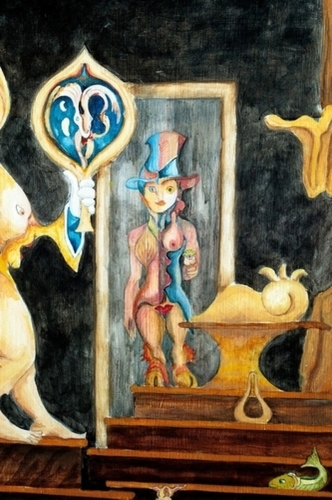 Painting-Surrealism-The stairwell (detail)