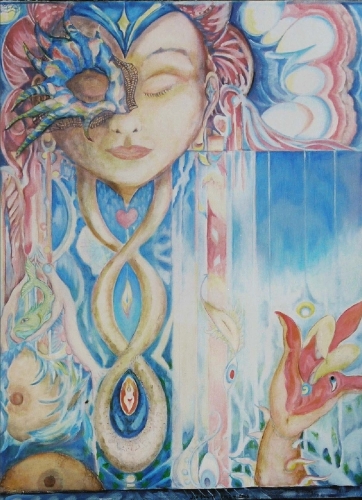 Painting-Fantasy-Lady at Half-Mask