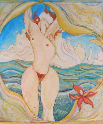 Painting-Nude-Woman by the Sea