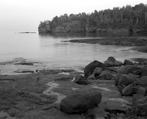 Photography-Landscape-Predawn, rocky shoreline, Lake Superior r05-0702-6