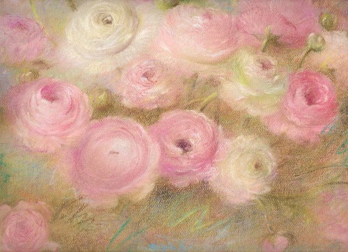 Painting-rananculus-pink pastel