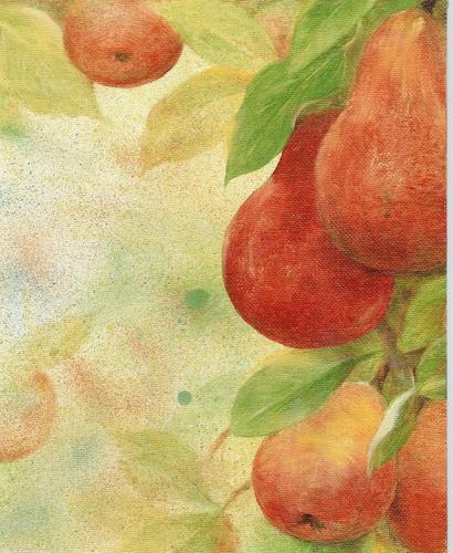 Painting-Botanical-PEARS-ORANGE-GREEN