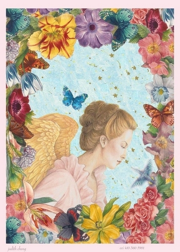 Painting-FLORAL BORDER ANGEL