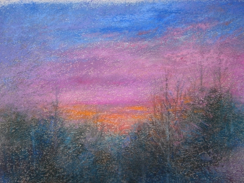 Drawing-Landscape-winter-sunset