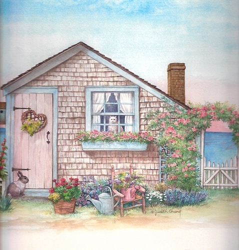 Painting-Seascape-NANTUCKET COTTAGES