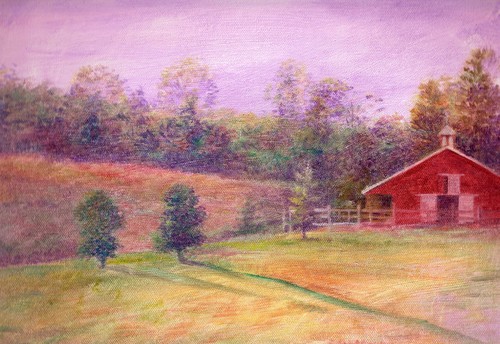 Painting-Landscape-red barn