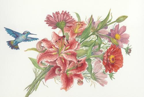 Painting-bouquet - Red