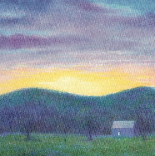 Painting-Landscape-turquoise barn