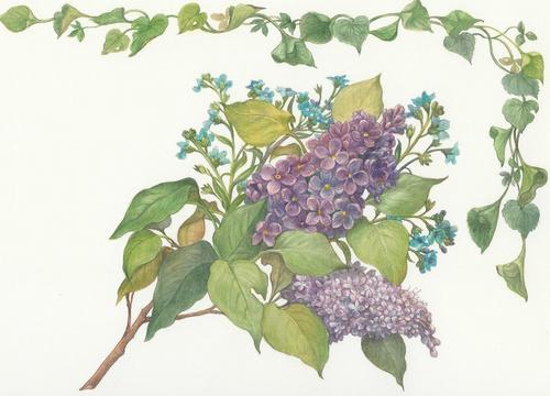 Painting-Floral-lilac-forget me not