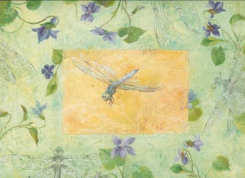 Painting-Floral-pansy-dragonfly