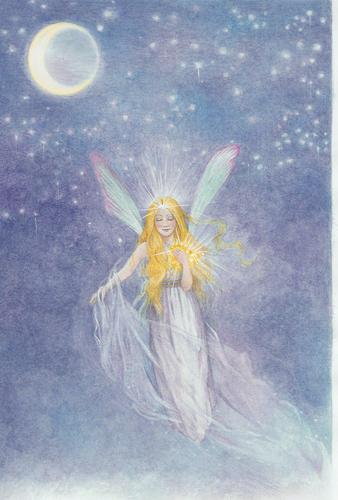 Painting-Figurative-quarter moon-fairy