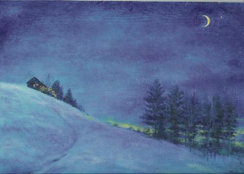 Painting-Landscape-house on top