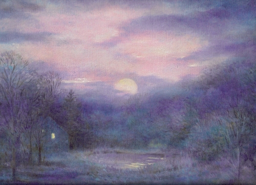 Painting-Landscape-NOCTURNE WITH FULL MOON