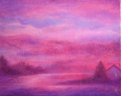 Painting-Landscape-SOLITUDE IN RED-VIOLET