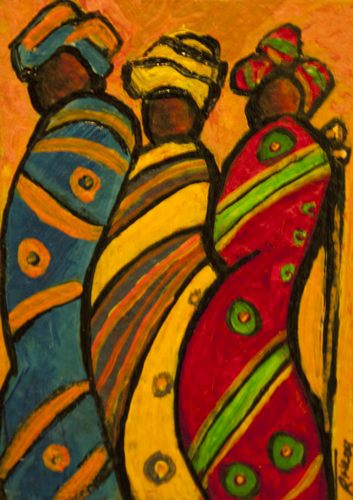 Painting-Acrylic-3 Women -- Art Trading Card