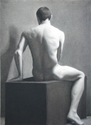 Judy White - Figurative Drawing Judy White, drawing, charcoal, figure, male, nude, seated, black and white,realism,realist, representational, traditional - Figurative Drawing