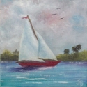 Painting--Oil-LandscapePonce Inlet Sailboat