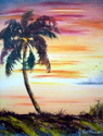 Painting--Oil-SeascapeSunset Palm