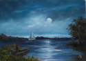 Painting--Oil-LandscapeMoon Over Mosquito Lagoon