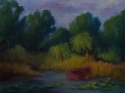 Painting--Oil-LandscapeReeds and Red Boat
