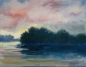 Painting--Oil-ImpressionismThe Lake at Dusk