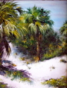 Judy Batterson - Landscape Painting sand dunes, sand, palm, palm trees, palms, New Smyrna Beach. sandy, Florida, coastal, dunes Florida landscape, coastal landscape, tropical, tropical landscape,sand, palm fronds, Florida art - Landscape Painting