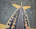 Oils, airplane , people , colorful -  Painting