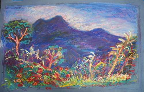 Drawing-Landscape-Vesuvius with Poppies