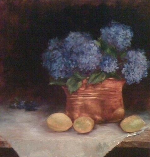Painting-Floral-Blue Hydrangea