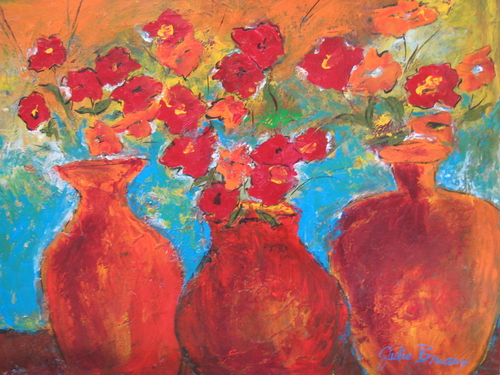 Painting-Floral-Poppies and Pottery