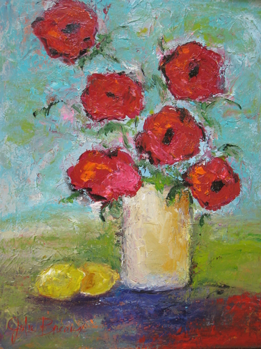 Painting-Floral-Lemons and Poppies