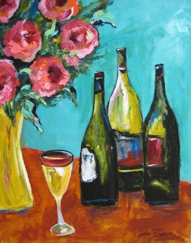 Painting-Floral-Summer Bouquet and Wine