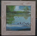 JUne Skalak,  oil landscape, abstract landscape, ducks on Water - Landscape Painting