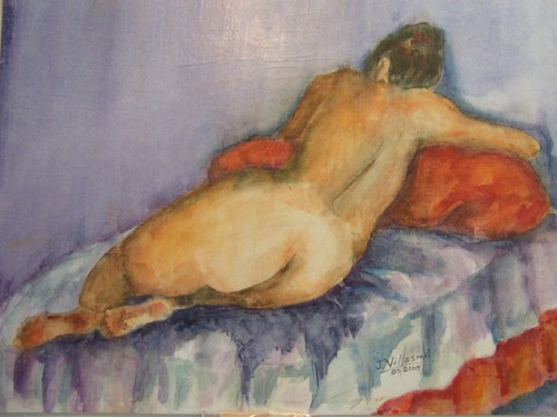 Nude on Red Pillow