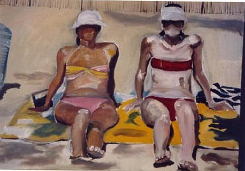 Painting-Figurative-Sister at the Beach