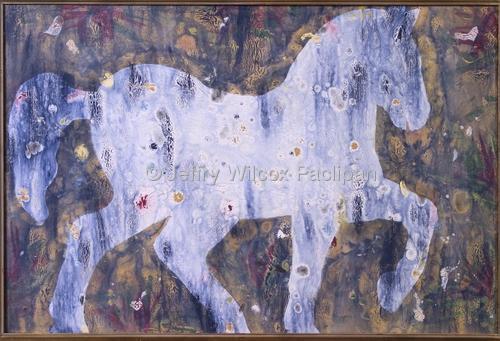 Mixed Media-Horse #2 in Blue