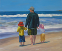 Karen Bonanno - Figurative Painting Karen Bonanno, Woodbury, CT, US, painter, figure painting, contemporary, expressive, children, beach, shore, sand - Figurative Painting