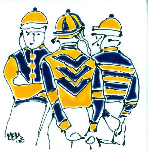 Ceramics-Clay-Complementary Jocks in blue and gold