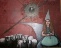 painting,acrylic,figurative,sheep,archetype,compass,direction,road,awareness,unknown,symbolic,metaphoric, - Figurative Painting