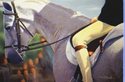 Karl Bronk - Animals Painting Karl Bronk, Impressionism, Impressionist, equestrian, horse, dressage, white horse, sunlight, reigns, spectators, texture, - Animals Painting