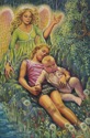 "Babes In The Woods" An angel watches over two babes sleeping in the woods. (thumbnail)