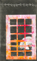 Pamela Krieger, Abstract Realism, Windows, print, monotype, contemporary, red, gray, grey, architecture - Abstract Print Making