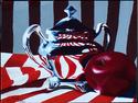 Painting--Acrylic-Still LifeSilver Pot with Apple