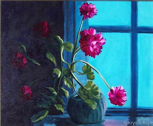 Painting-Geraniums by the Window