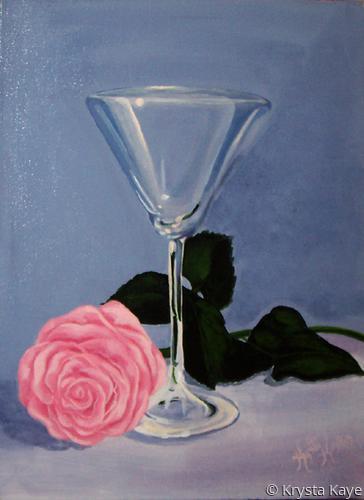 Painting-Still Life-Glass Rose
