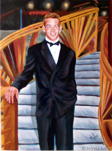Painting-Portrait Gentleman Descending Staircase