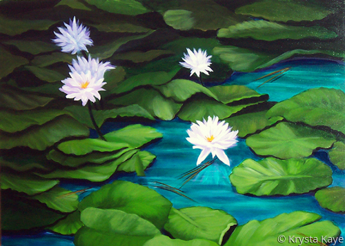 Painting-Pine Needles and Lilly Pads