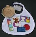 Ceramics--Stoneware-AnimalsCat Plate and Bib